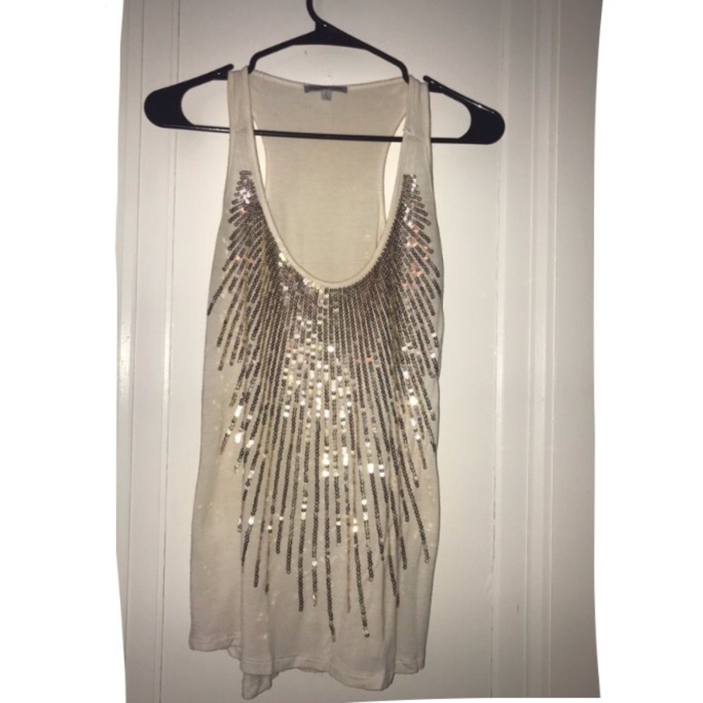 White Sequin Tank Top